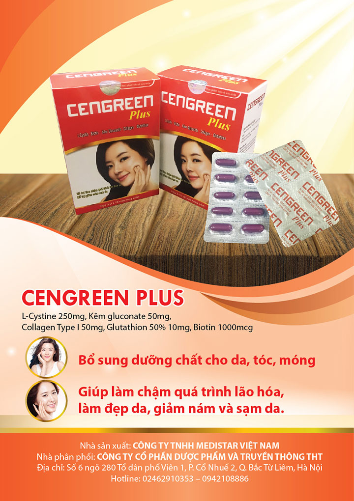 Cengreen plus - viên uống đẹp da móng tóc - Hộp 30 viên
