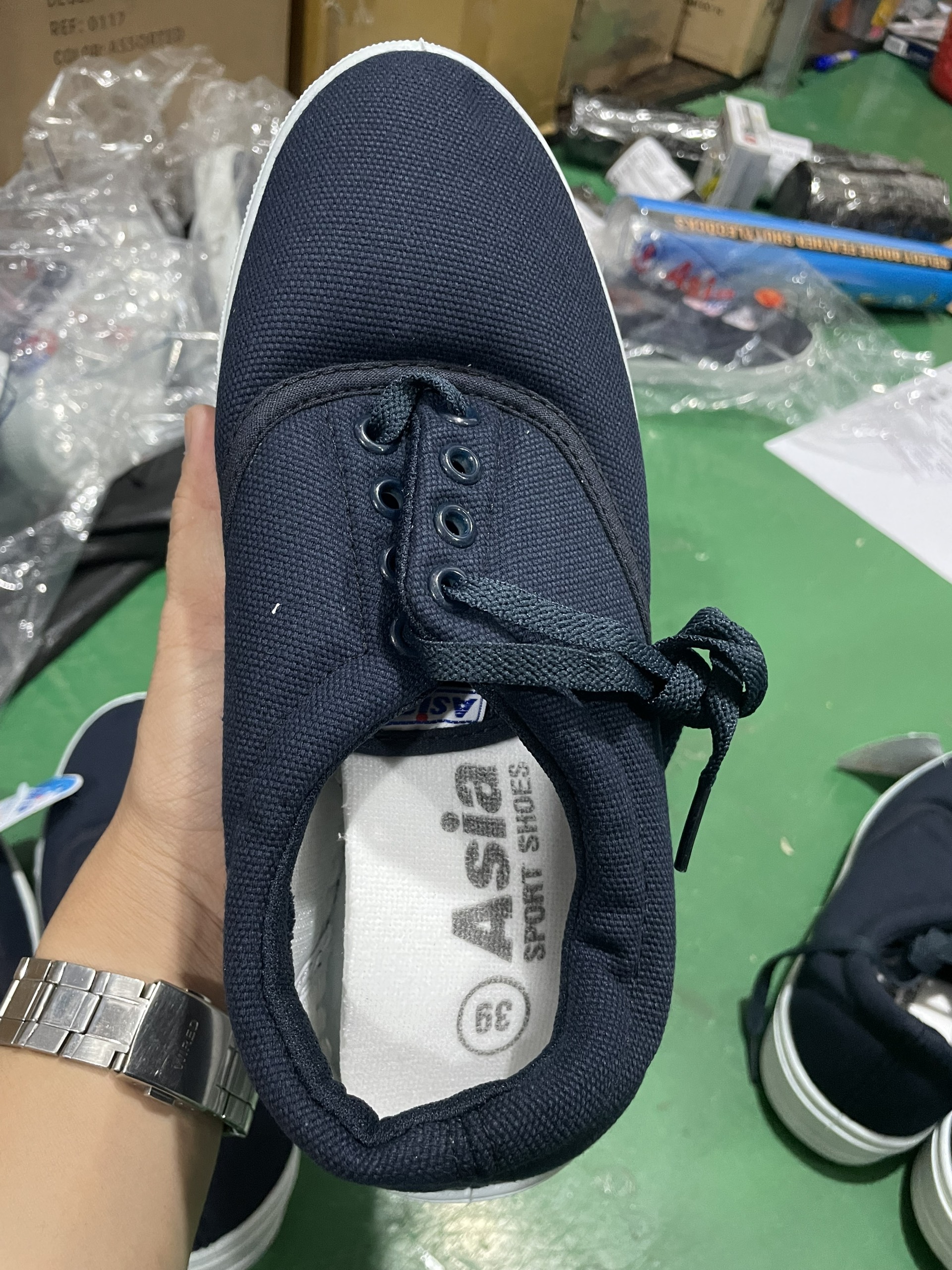Giày Vải Bata Asia Có Cột Dây Màu Xanh