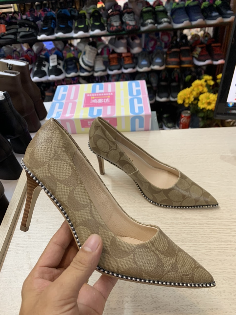 Giầy Coach Nữ Gót Nhỏ Cao 8cm Hàng Da Thật