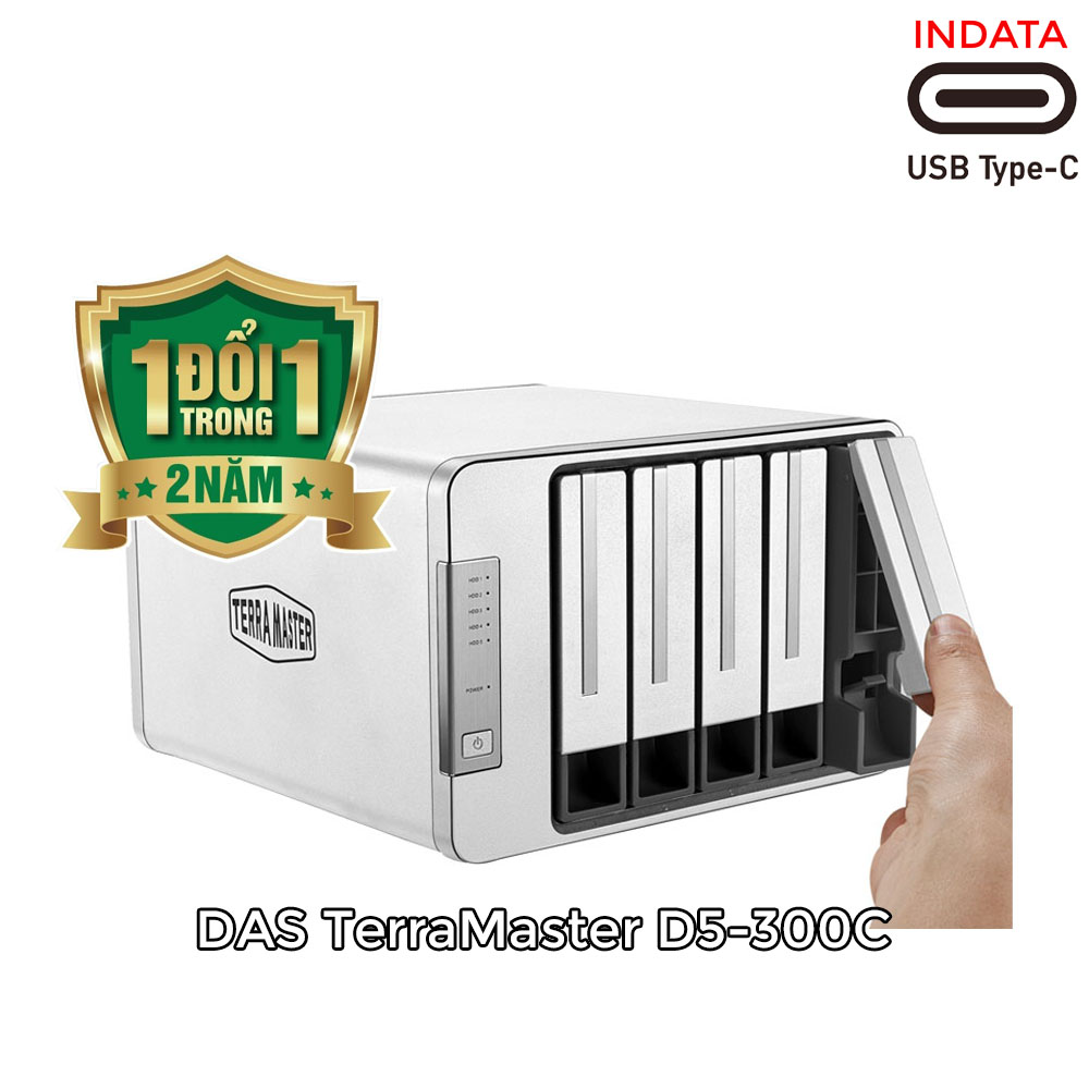 Bộ lưu trữ DAS TerraMaster D5-300C RAID 2+3, USB Type-C, 5 khay ổ cứng RAID