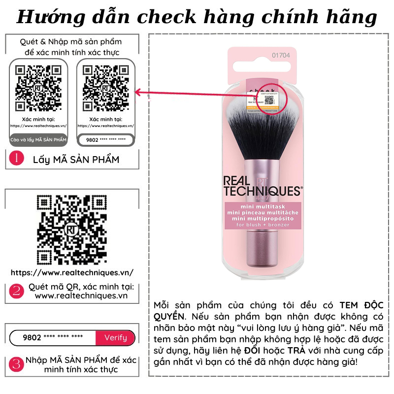 Cọ Phủ Phấn Mini Real Techniques MINI MULTITASK BRUSH