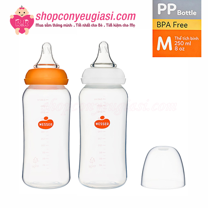 [HCM][Mẫu Mới] Bình Sữa Wesser PP Cổ Hẹp 60ml / 140ml / 250ml