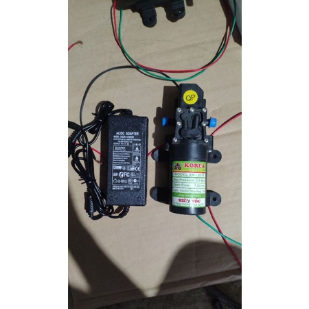 Bơm mini 70w Korea 7.3 12v+ nguồn adapter 12v5a phun sương, phun thuoc, xịt xe, thưới cây, tưới lan