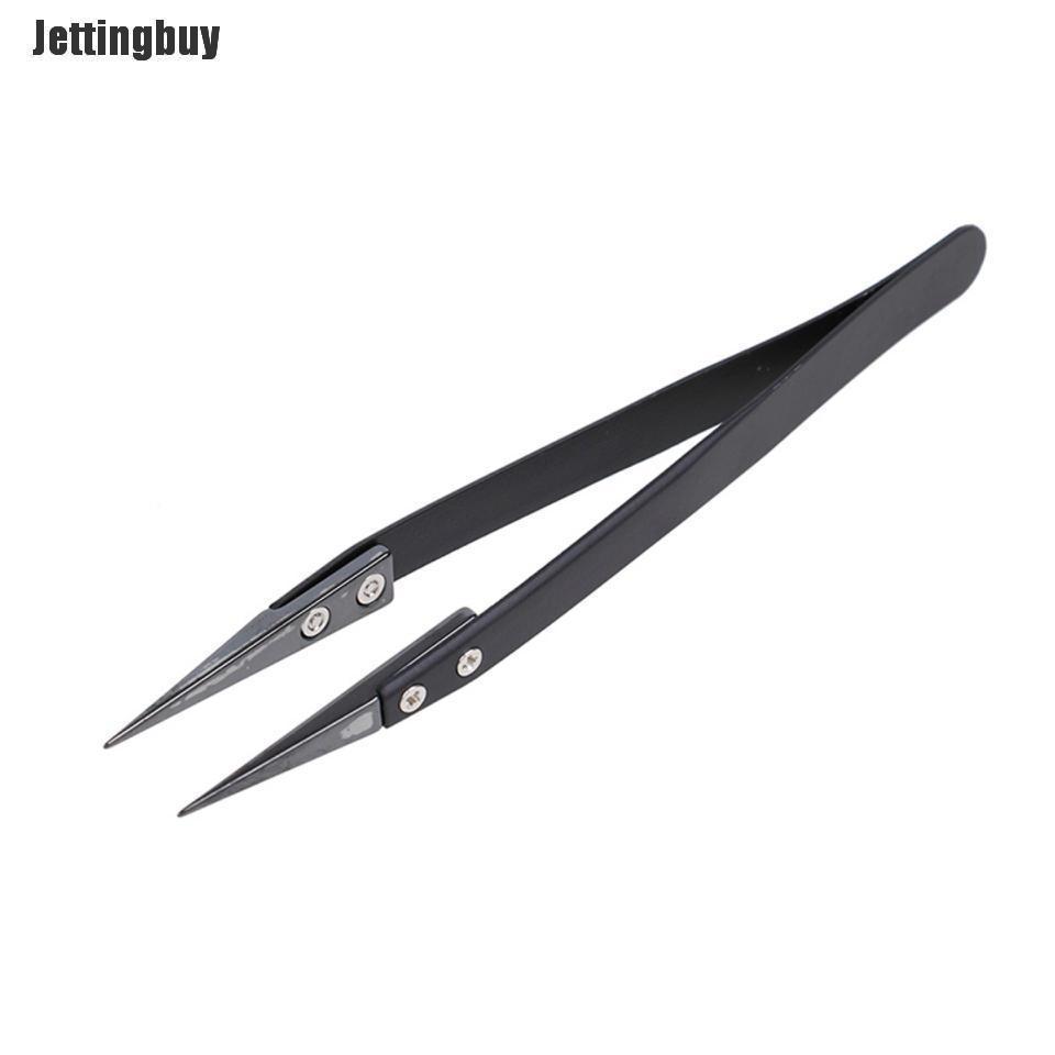 Jettingbuy Stainless Steel Black Ceramic Tweezers For Electronics Soldering Repair Tools