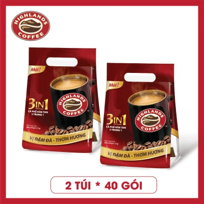COMBO 2 túi Cà phê sữa hòa tan 3in1 Highlands Coffee (40 gói x 17g)
