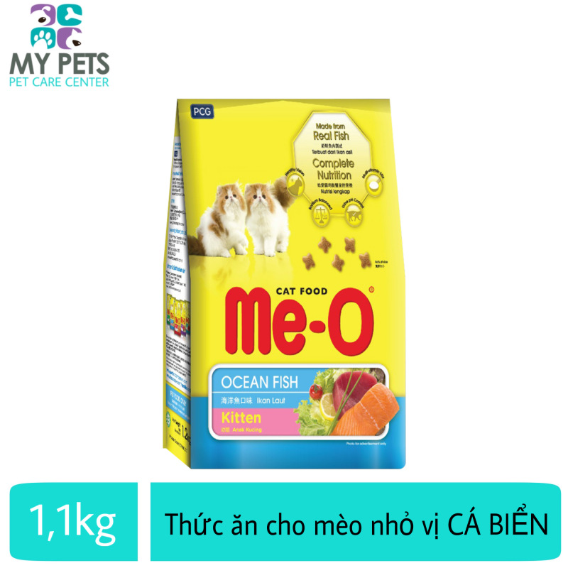 Thức ăn hạt khô dành cho mèo con hương vị cá biển - Me-o Ocean Fish Túi 1.1kg