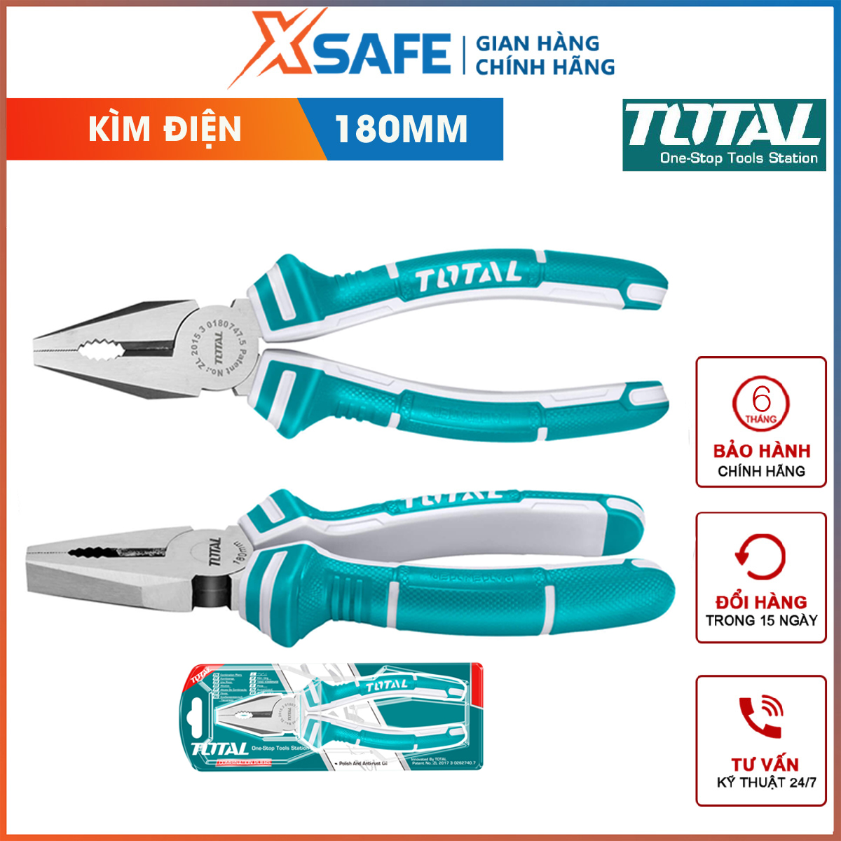 [Genuine] [11.11] pliers electrical total THT110706P | nippers tooth size 7 ''/180mm, CR-V, material pp + TPR, weight 0,2 kg, cutting, plucking (Shell power cord), bending wire power in their own homes, buildings, enterprises, factory [XTools] [xsafe]