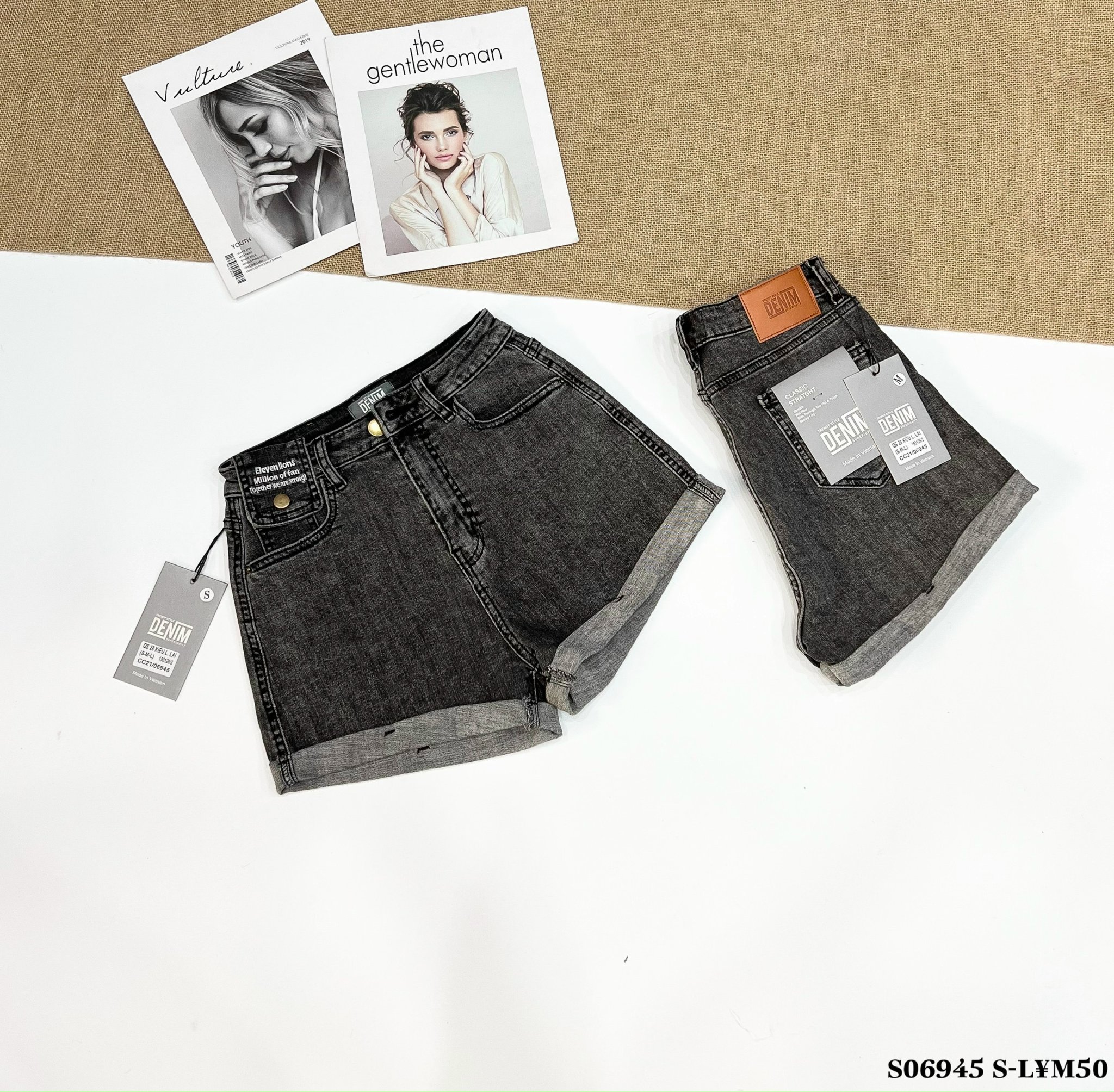 Quần short jeans nữ cạp cao |S0964