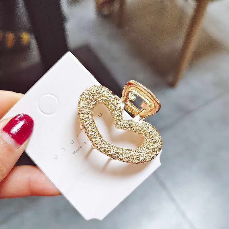 Set 5 kẹp tóc đá màu vàng đính hạt