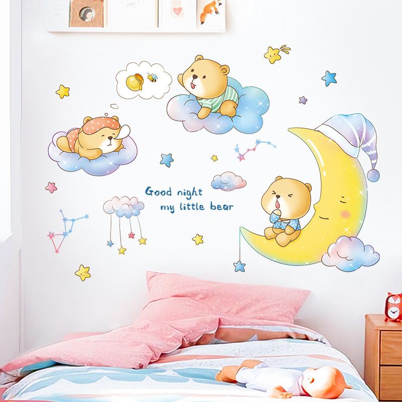 Decal dán tường gấu cung trăng QR9528