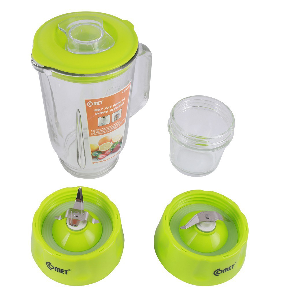 MÁY XAY SINH TỐ 2 CỐI THỦY TINH SIÊU BỀN COMET CM9976 ( 1.25 LÍT - BẢO VỆ CHỐNG QUÁ NHIỆT )