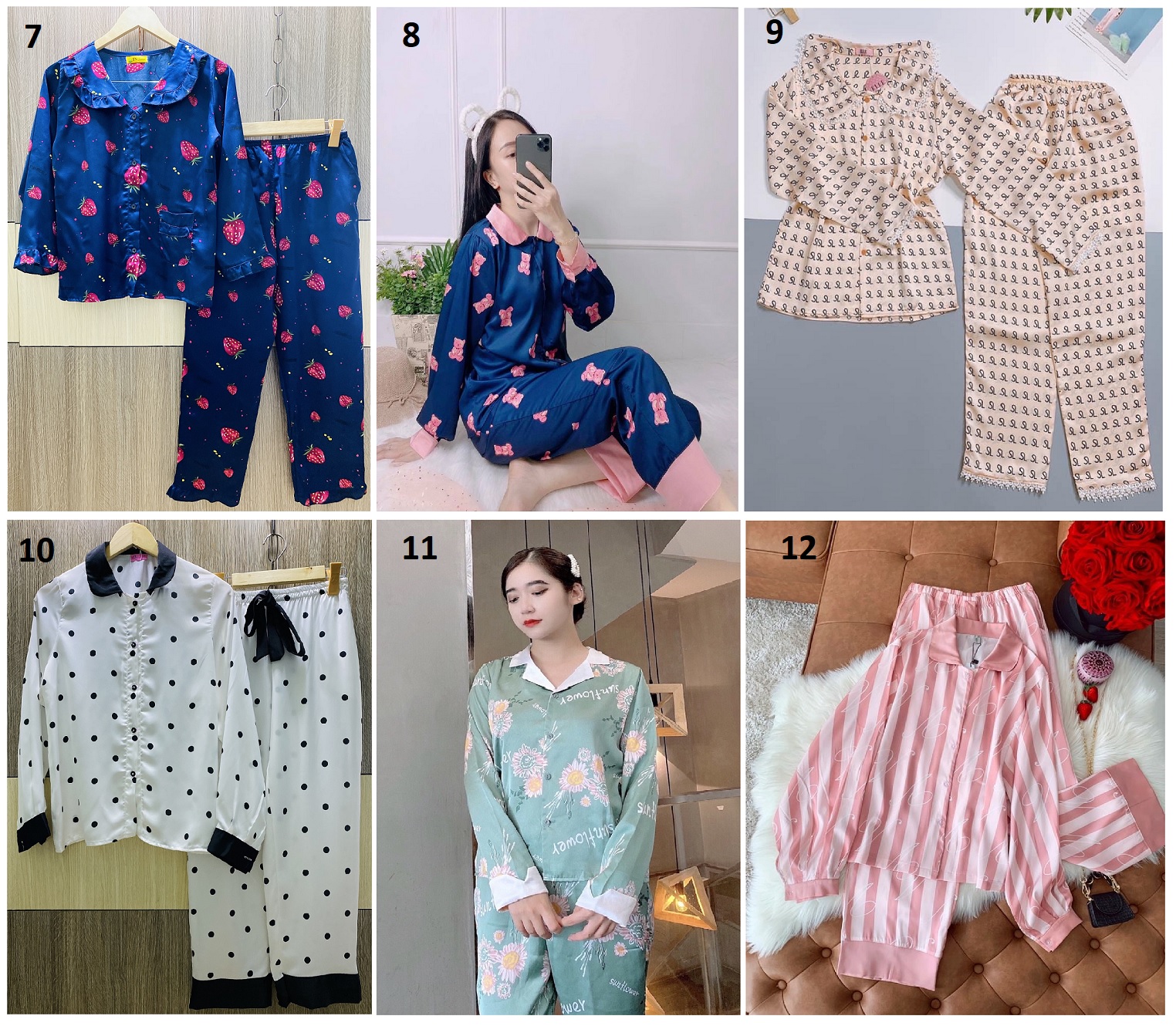 Đồ Bộ Lụa Satin Phong cách Tiểu Thư