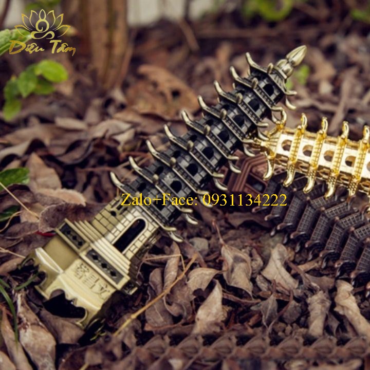 Tháp văn xương đồng phong thủy 9 tầng 18cm công danh học tập Diệu Tâm