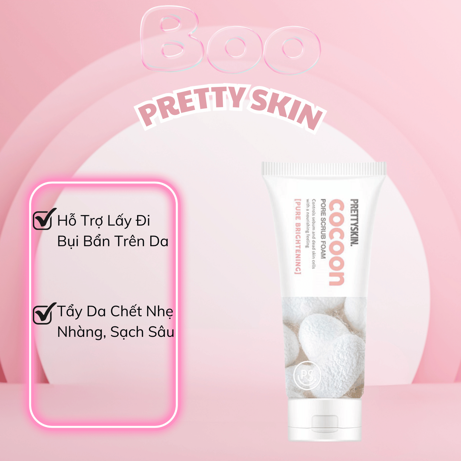 Sữa rửa mặt tẩy da chết prettyskin cocoon pore scrub foam - 150ml