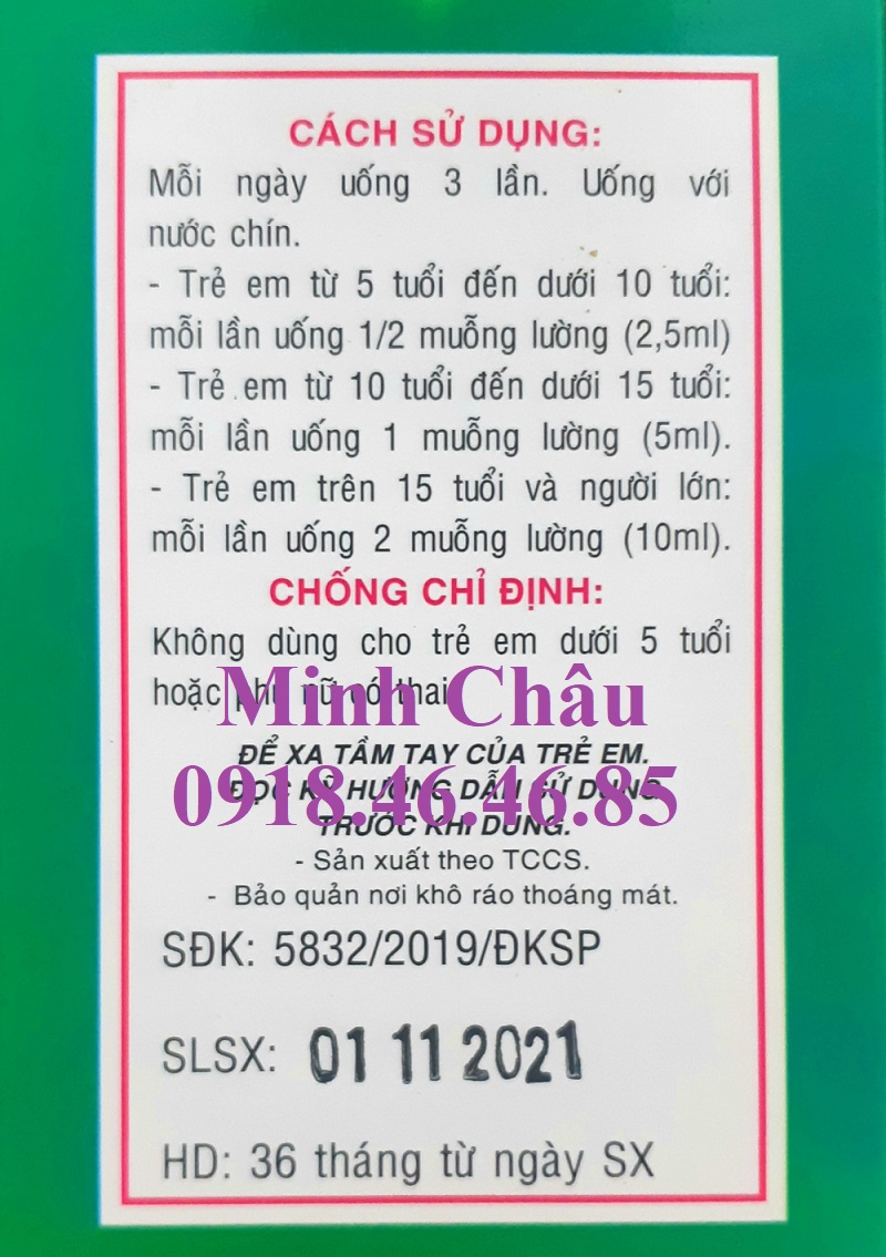 Siro ho Song Long Phế kim thảo giúp bổ phổi (mẫu mới)