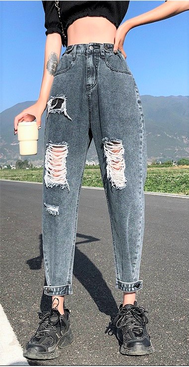 [ BIGSIZE 60 ~ 90kg ] Quần Baggy rách kiểu lưng cao