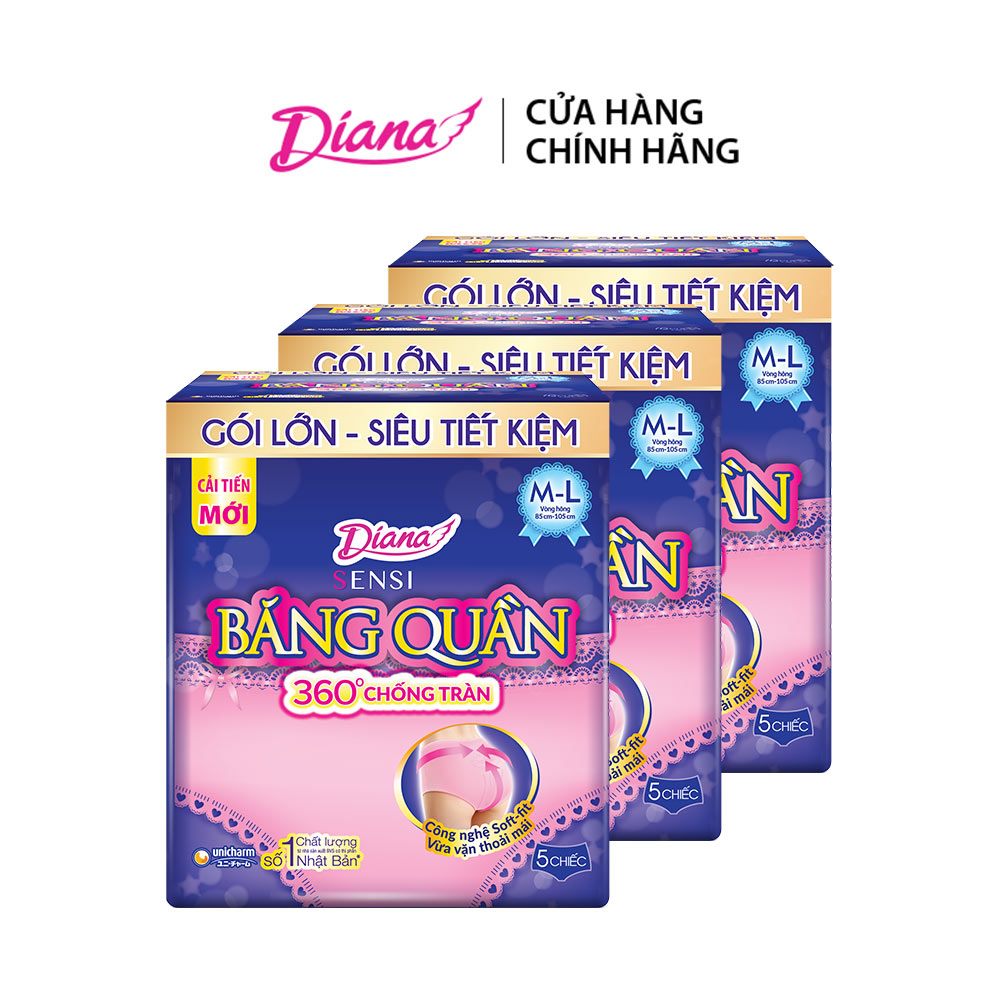 Combo 3 Diana Băng Quần Beauty Hip size M-L  5 chiếc/gói