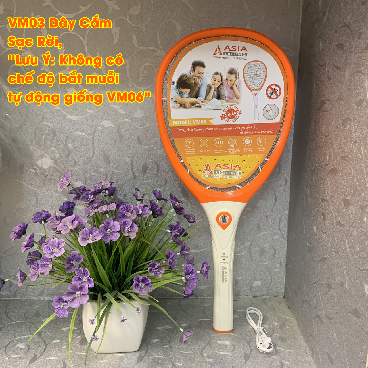Vợt muỗi asia cao cấp kiêm đèn bắt muỗi đa năng tích điện 2 trong 1 vợt bắt muỗi hàng việt nam chất lượng cao