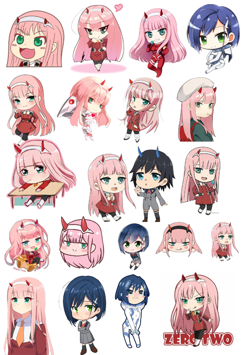 Sticker zero two/ ảnh dán zero two Darling in the FranXX