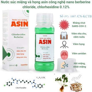 Nước súc miệng ASIN 250ml chứa dược chất thiên nhiên Berberine Chloride và chlorhexidine thumbnail