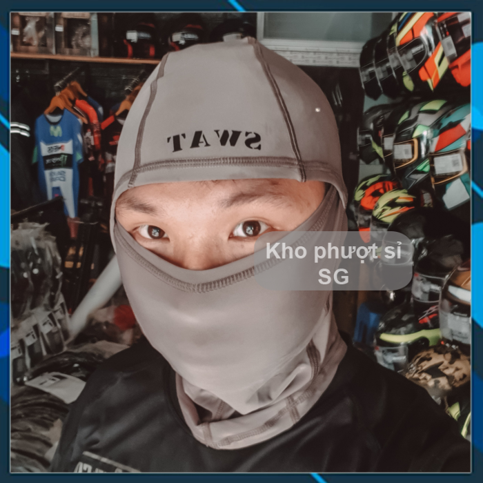 Khăn trùm đầu Ninja M1 Thái Lan Swat xám - đen đội Fullface - nón 3/4 chống bụi - chống nắng - Khăn chống nắng nina Swat M1 siêu co giãn