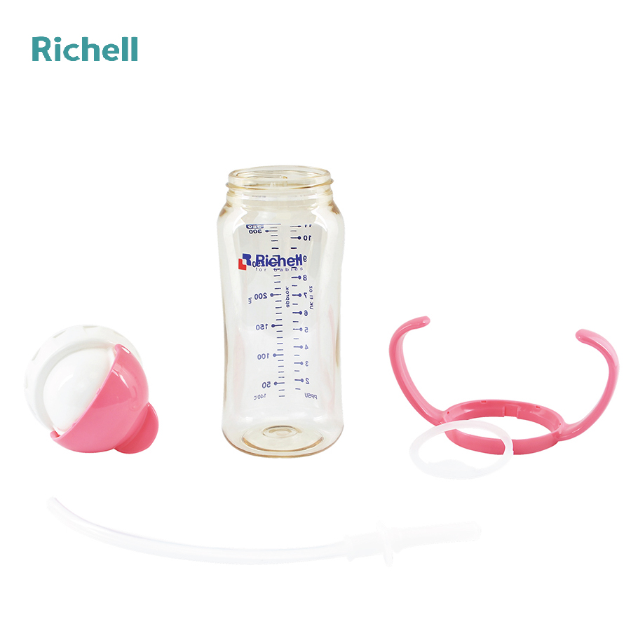 BÌNH ỐNG HÚT PPSU RICHELL (320ML-HỒNG)