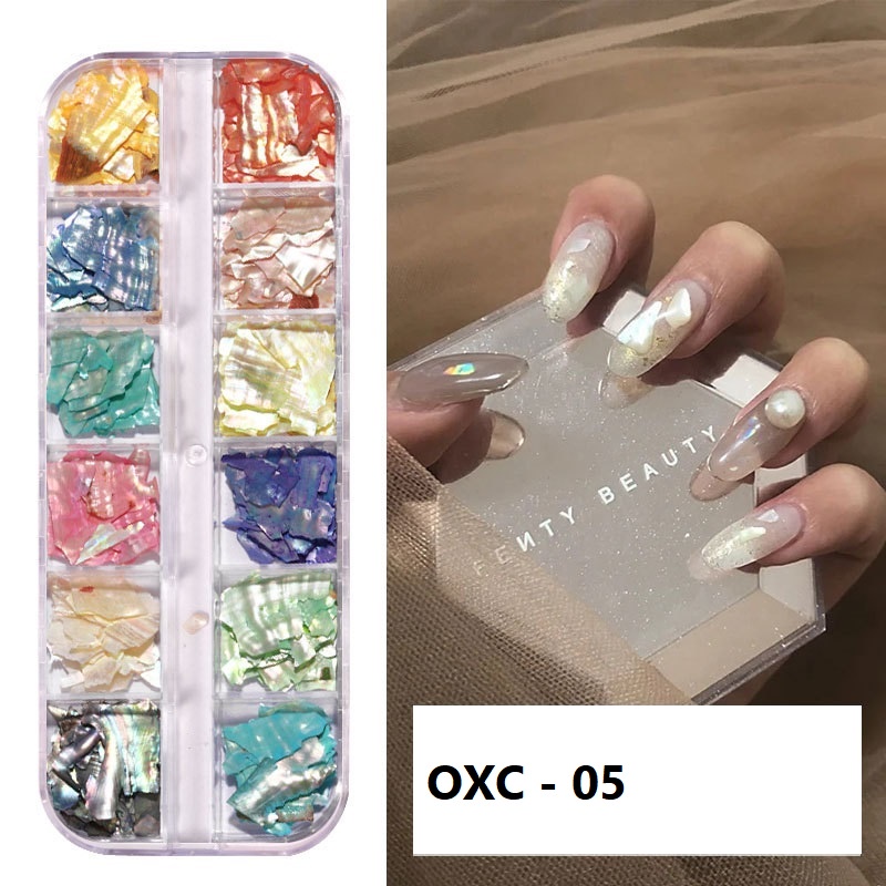 Set Đá Xà Cừ Hỗn Hợp 12 Màu trang trí móng