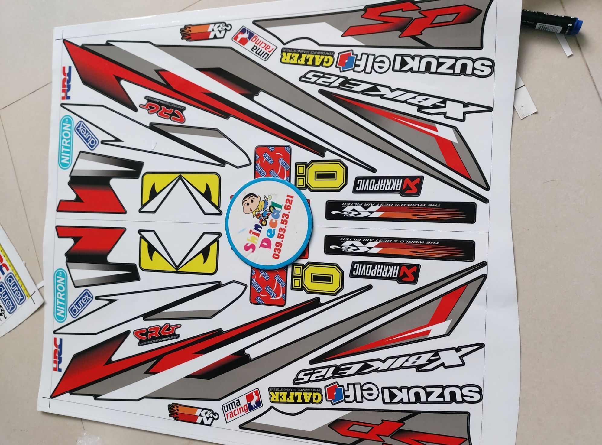 Tem suzuki xbike sp bạc đỏ