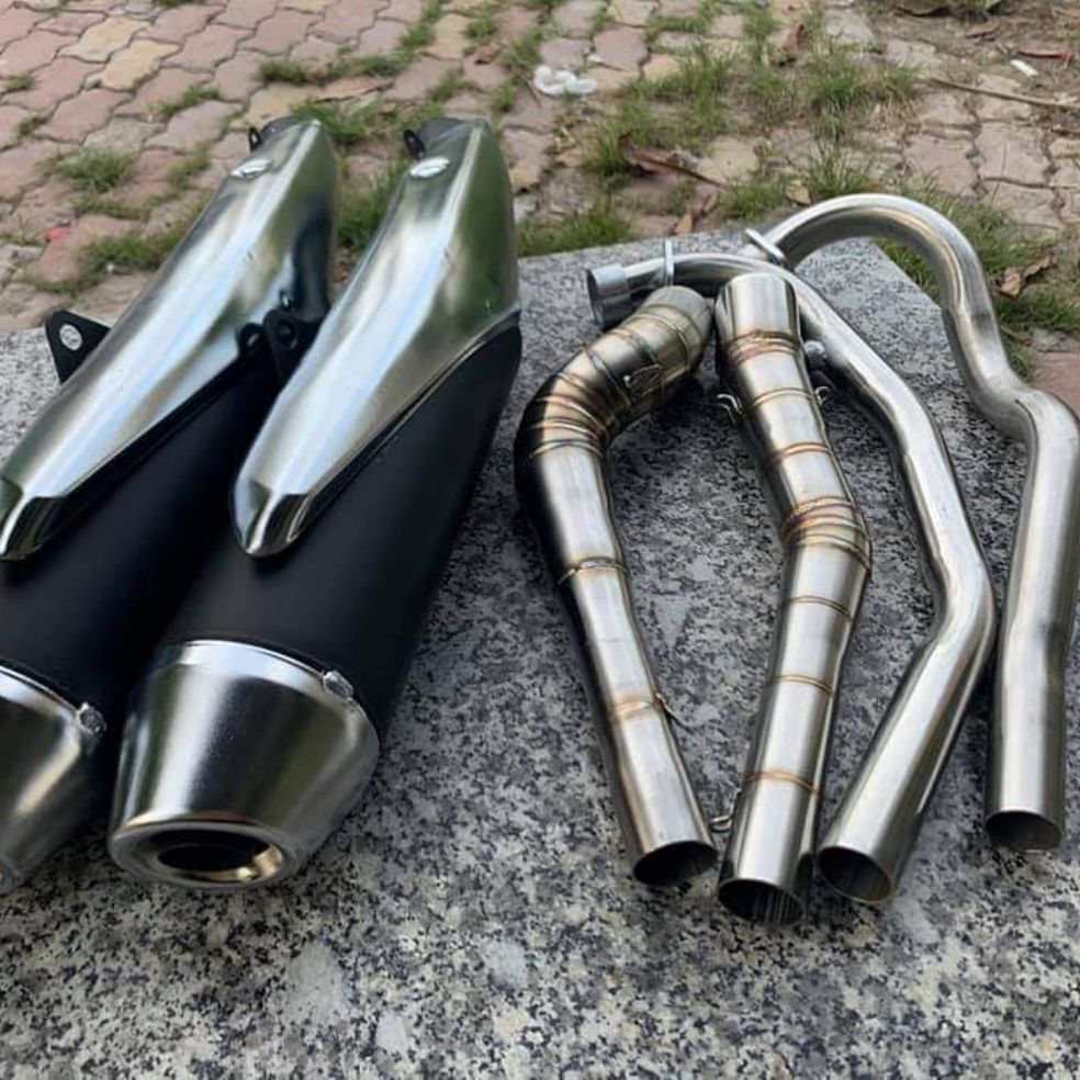 pô xe máy sirius rc móc sẵn kiểu Raider fi cổ cong 2 khúc