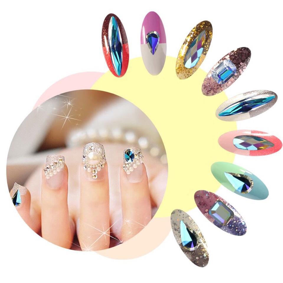 Set 12 cườm đính trang trí móng tay
