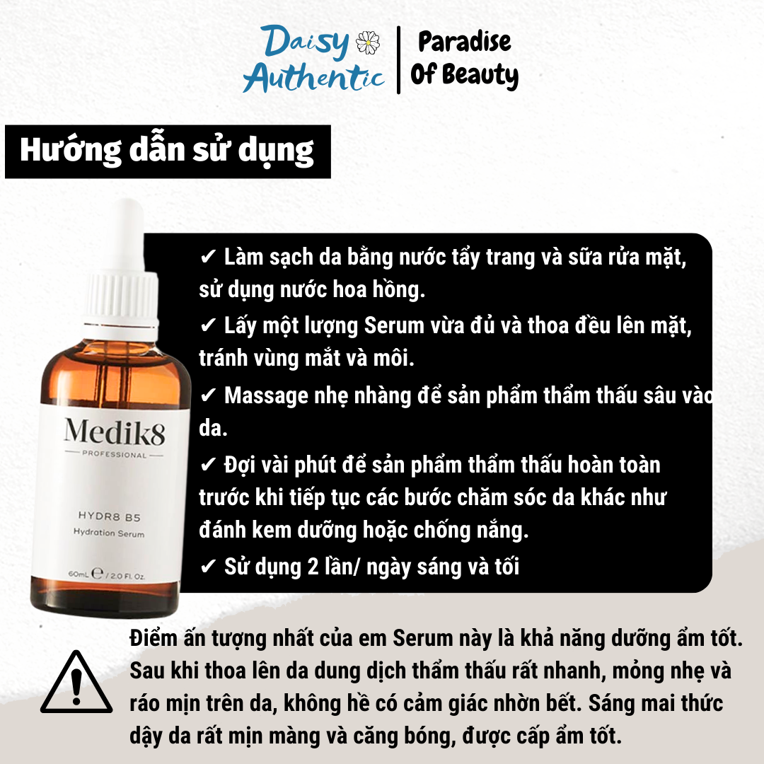 Serum Medik8 Hydr8 B5 LIQUID REHYDRATION 60ml - Tinh chất Cấp Ẩm Phục hồi da