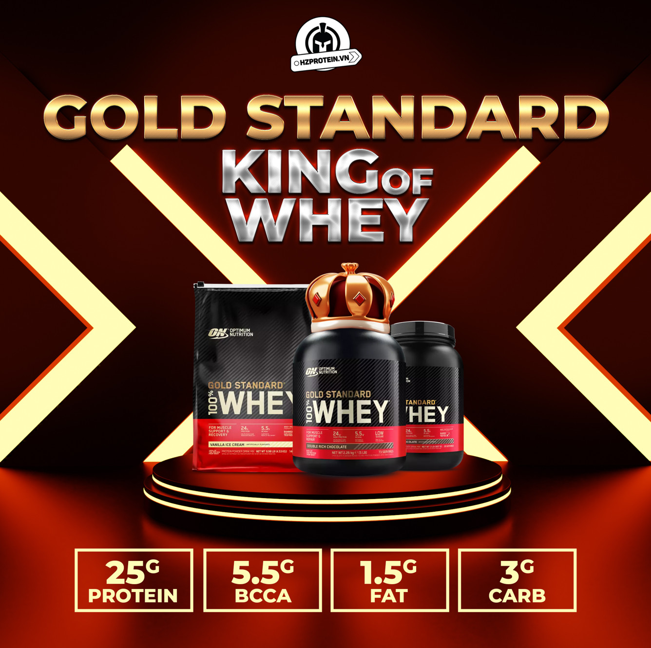ON GOLD STANDARD 100% WHEY - SỮA BỔ SUNG PROTEIN PHÁT TRIỂN CƠ BẮP (5 LBS)