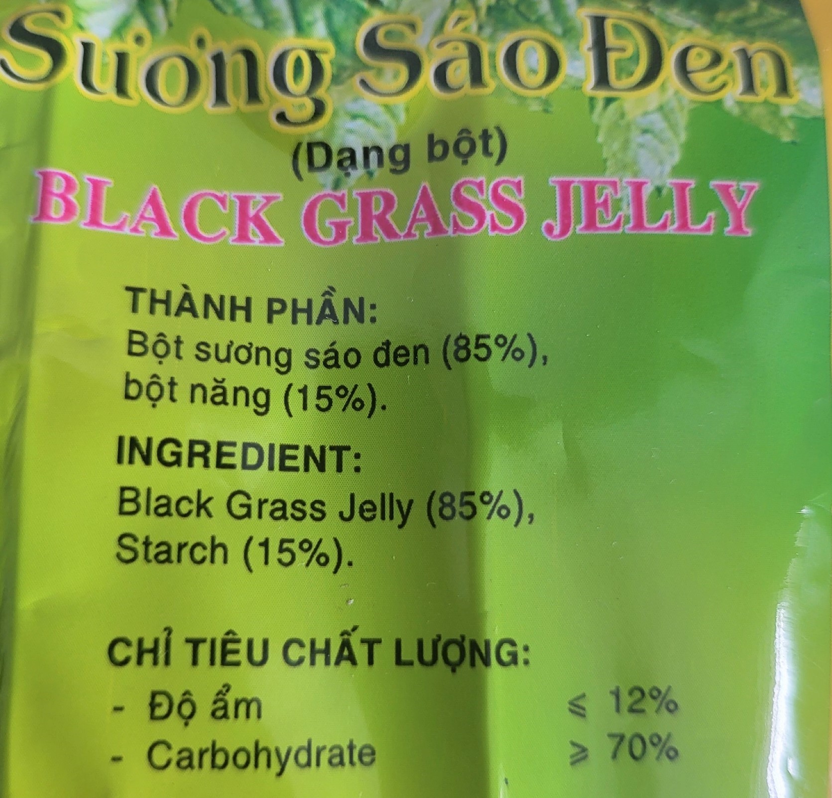 RC3K (gói ĐEN 50g) BỘT SƯƠNG SÁO ĐEN Black Grass Jelly Powder
