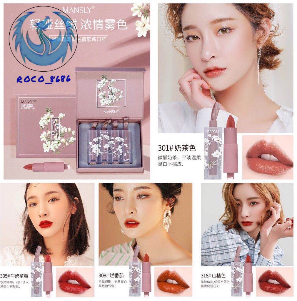 SET SON LÌ MANSLY MÀU HỒNG - SET 4 CÂY