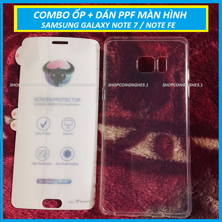 Samsung Galaxy Note 7/Note Fe - Combo Dán Mặt PPF mặt trước + Ốp Lưng Silicon A+ Chống ố tốt