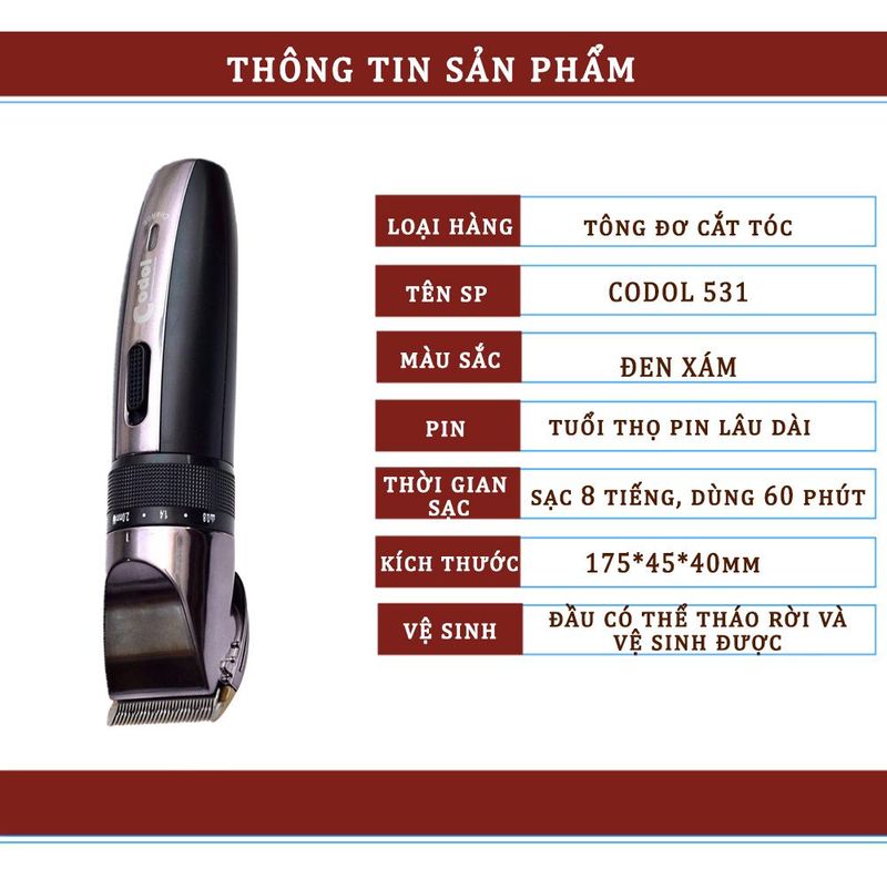 Tông Đơ Cắt Tóc Codol 531