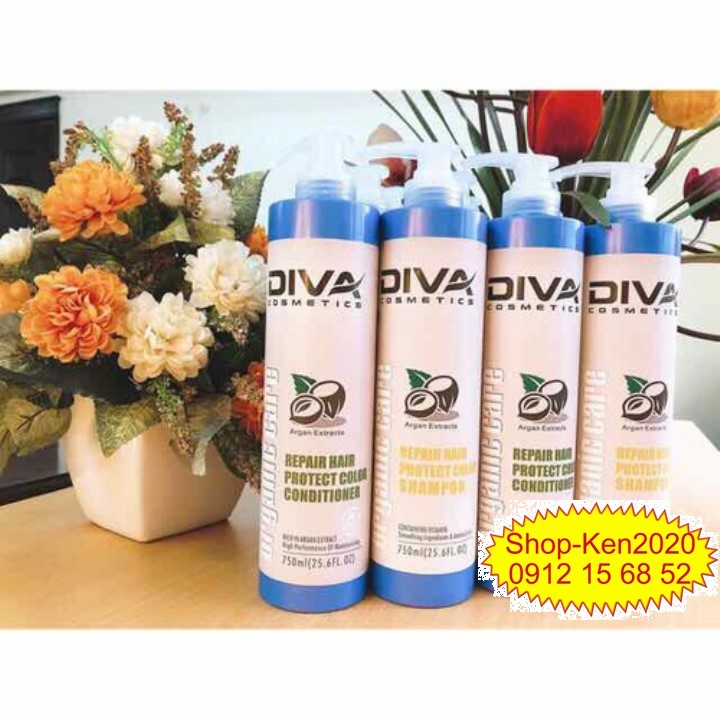 Cặp dầu gội xả Diva xanh 750ml x2 (Mẫu mới)