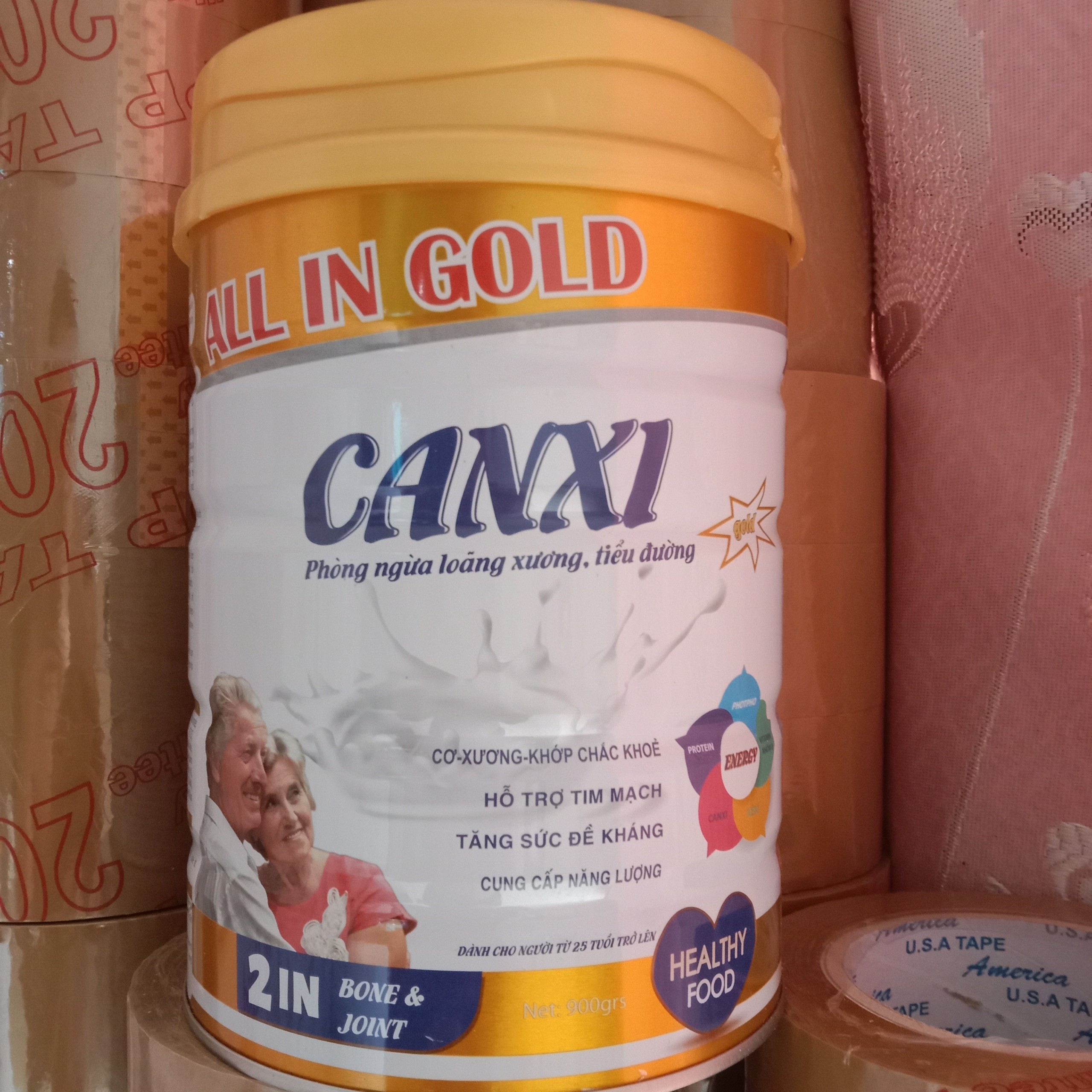 Sữa Canxi cho người già All IN Gold ngừa loãng xương, tiểu đường lon 900g