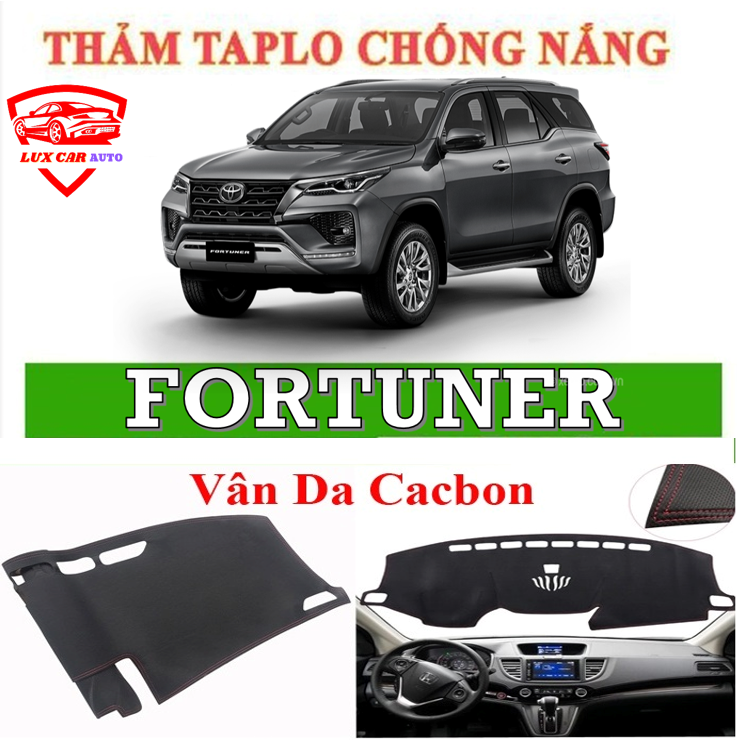 Thảm taplo toyota fortuner 2017-2020 da vân cacbon, thảm phủ taplo, taplo cacbon, taplo da