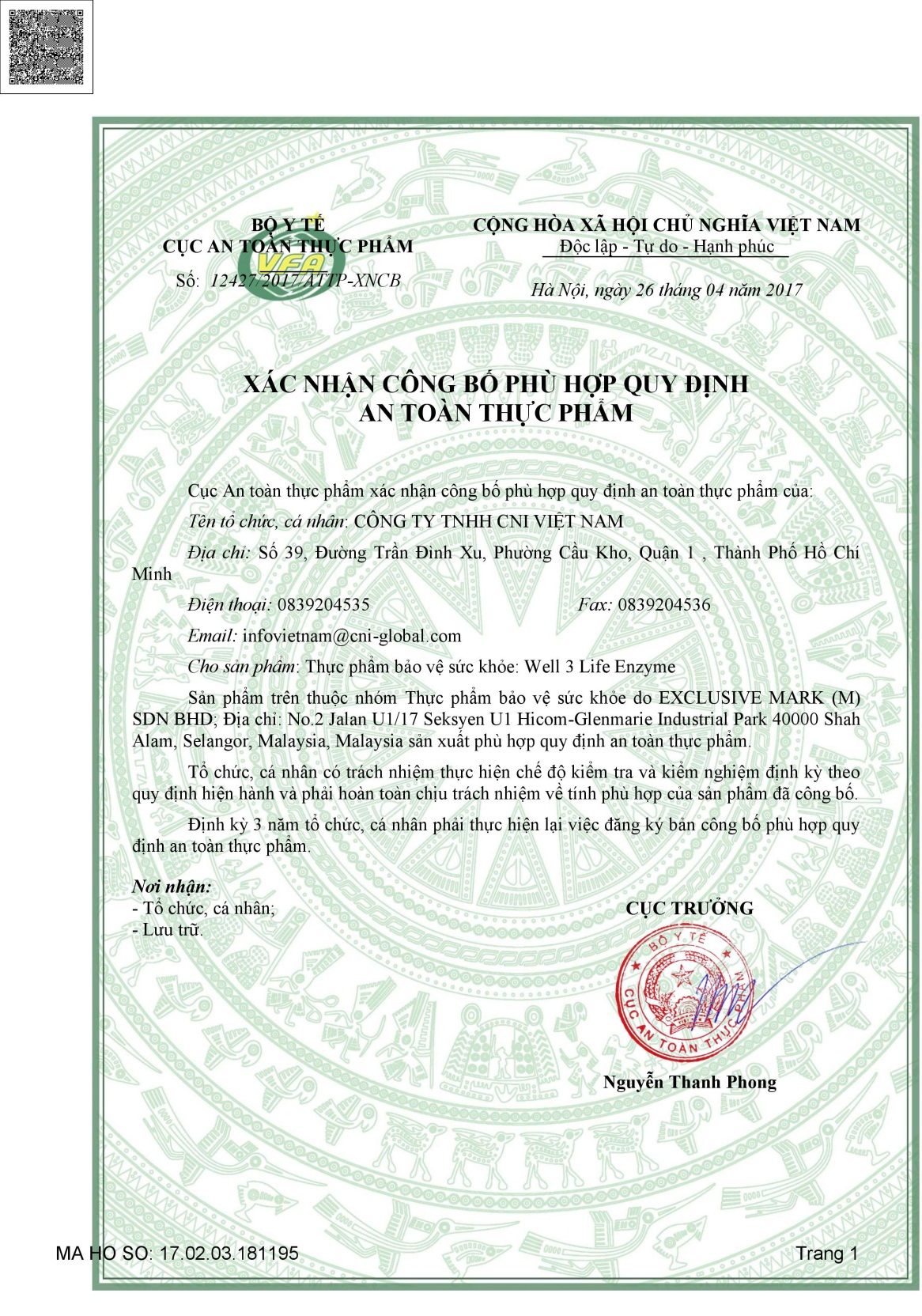 WELL3 LIFE ENZYME CNI-Việt Nam