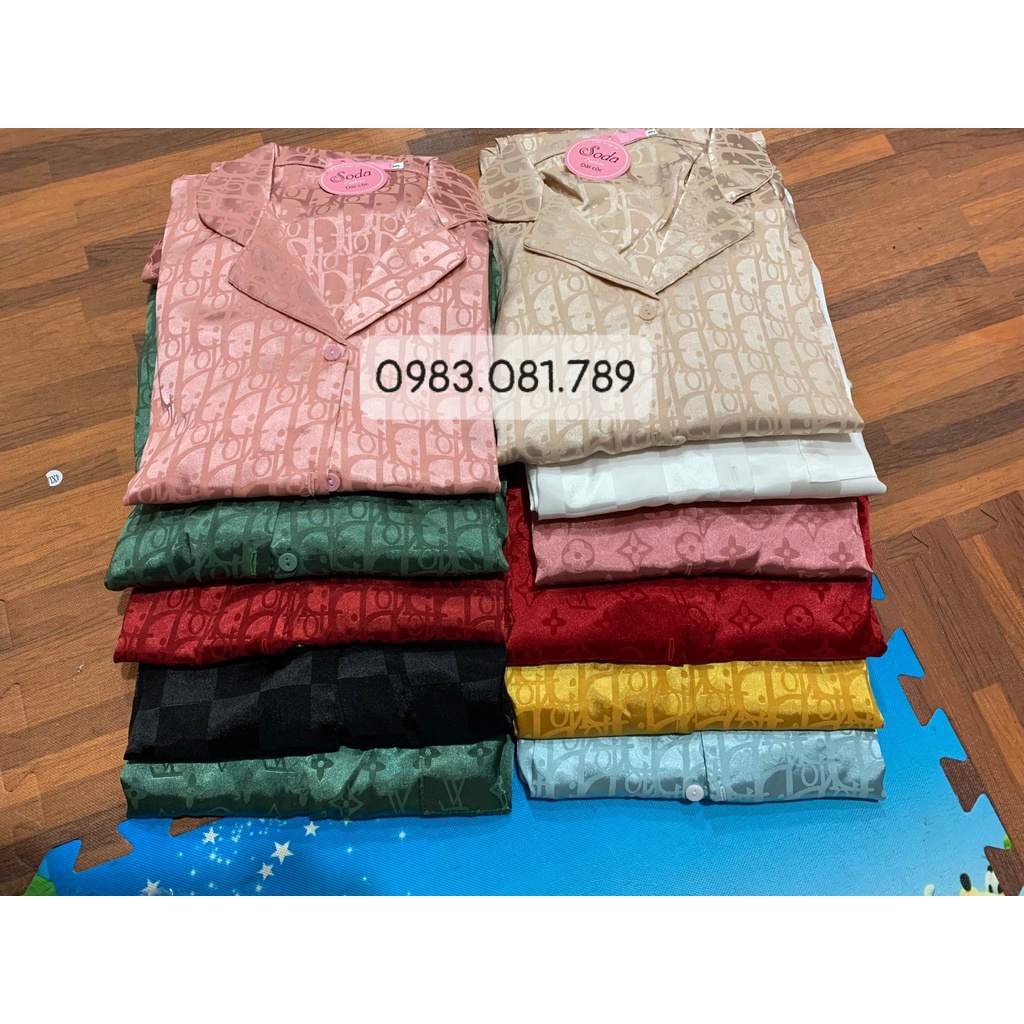 Bộ Pijama Lụa Gấm Cao Cấp Áo Tay Dài - Quần Dài