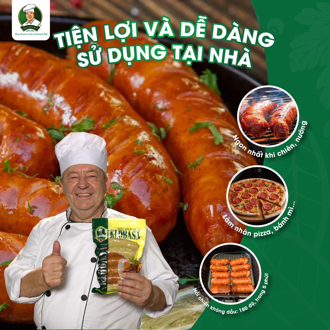 [ Chỉ giao HCM & Hà Nội] Xúc xích Klobasa 500g Ông già Ika