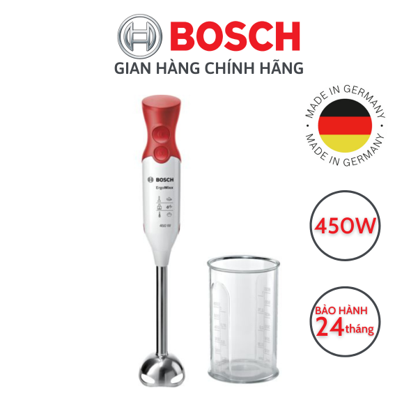 [SẢN XUẤT TẠI ĐỨC] Máy xay cầm tay Bosch Ergo Mixx 450W (MSM64110) - Hàng chính hãng, bảo hành điện tử 2 năm toàn quốc