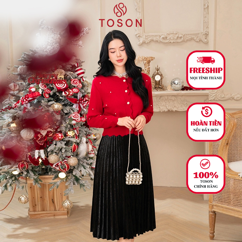 Chân váy nhung đen dập ly 33005b93 toson