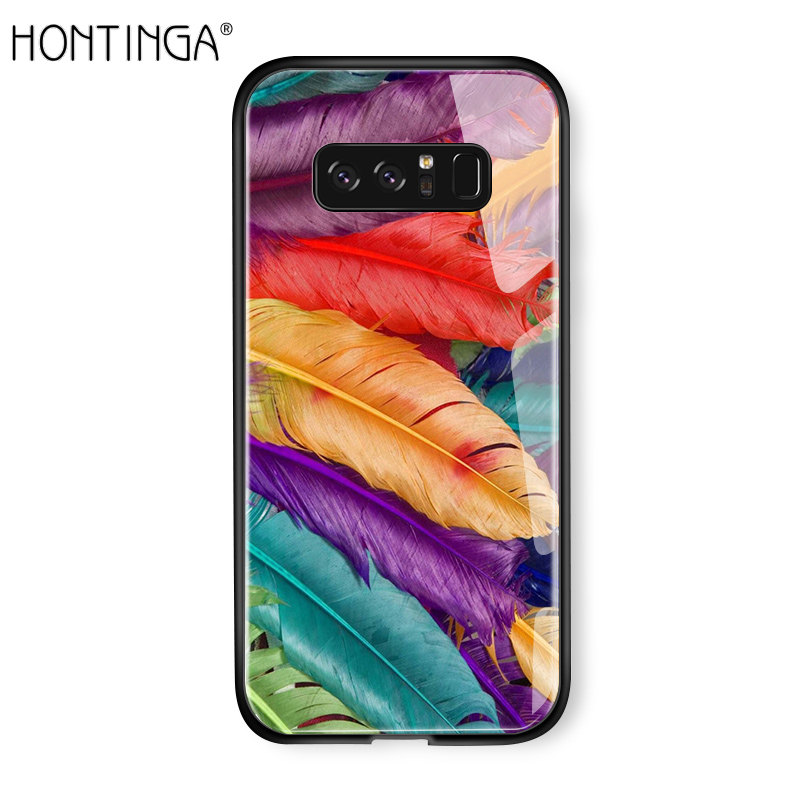 Hontinga For Samsung Galaxy Note 8 Aurora Galaxy Space Sky Starry Gradient Casing Case Shockproof Tempered Glass Back Cover