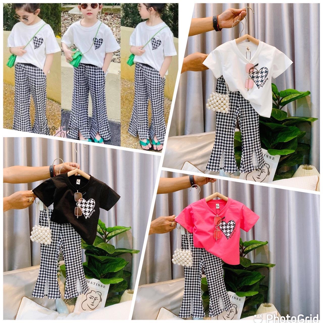 Set áo thun quần ống loe xẻ tà