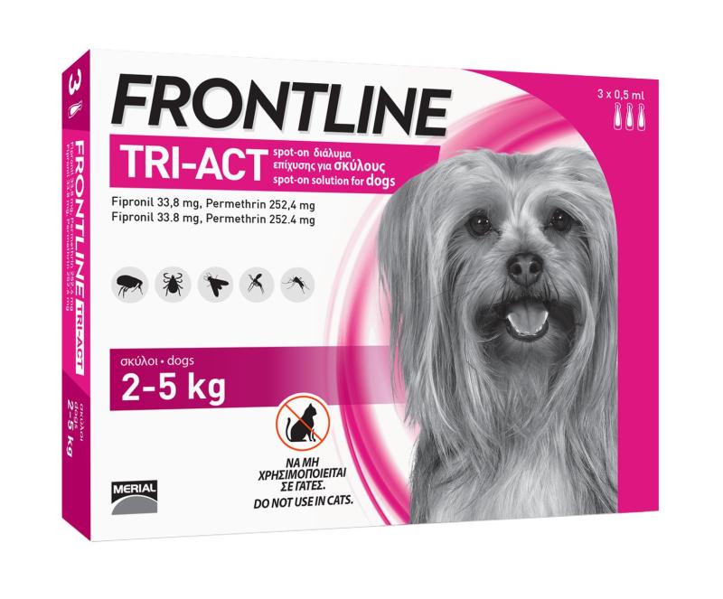FRONTLINE TRIACT® size XS Phòng ve, Rận, Bọ chét, Ruồi, Muỗi cho chó từ 2 - 5kg (0.5ml/ống x 3 ống/hộp)