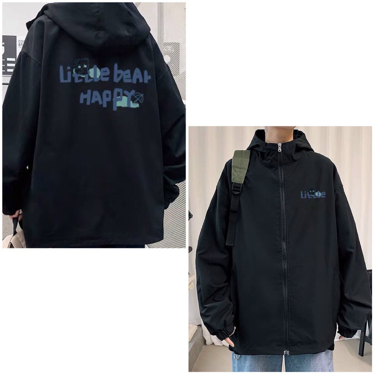 Áo khoác dù Unisex hình con mèo mun