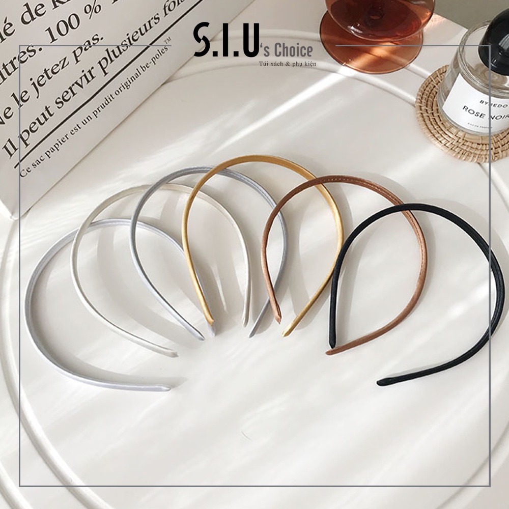 Bờm cài tóc lụa satin băng đô tóc trơn mảnh phong cách Hàn Quốc Siu's Choice