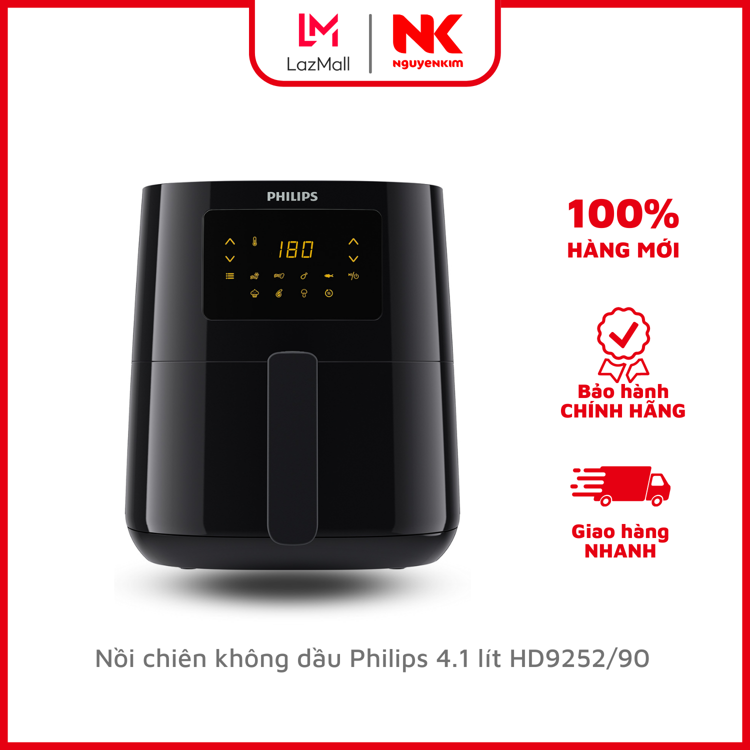 Nồi chiên không dầu philips 4.1 lít hd9252/90